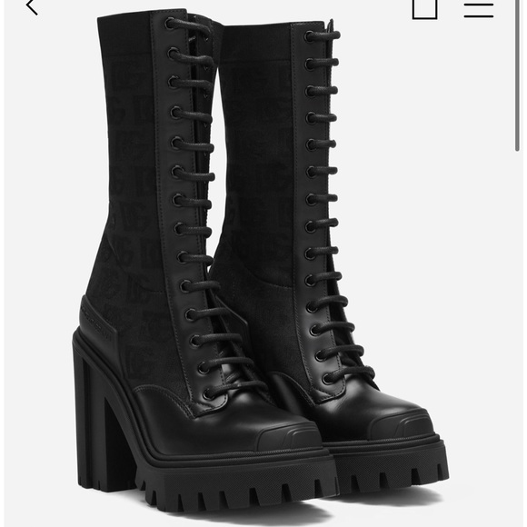 DOLCE& GABBANA Monongr lace up sock botts - Picture 5 of 10